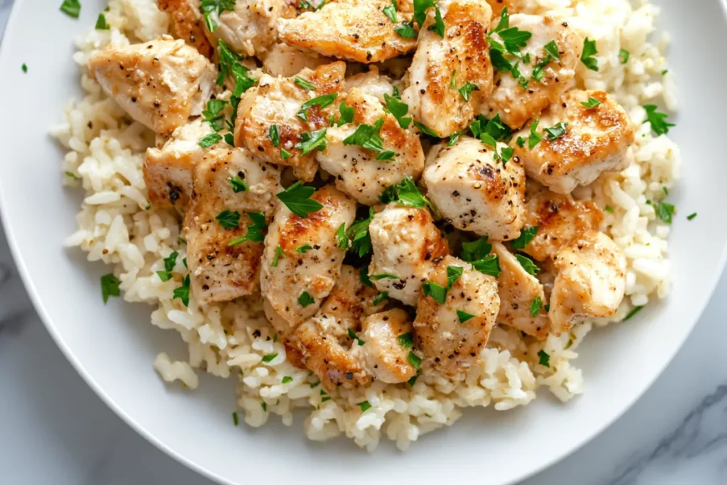 Chicken Scampi with Garlic Parmesan Rice